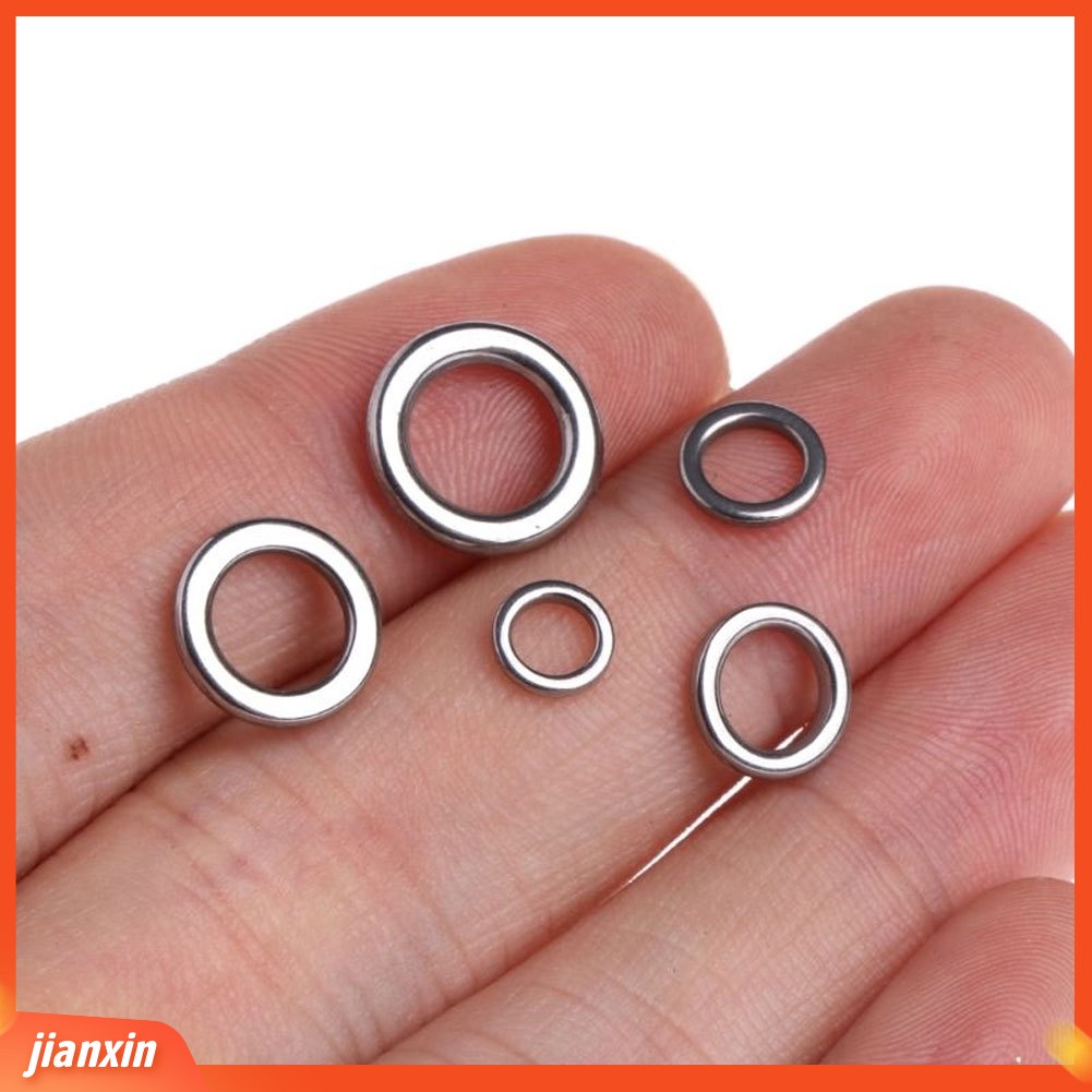 [Jianxin] 50pcs Cincin Konektor Umpan Pancing Bahan Stainless Steel Warna Polos