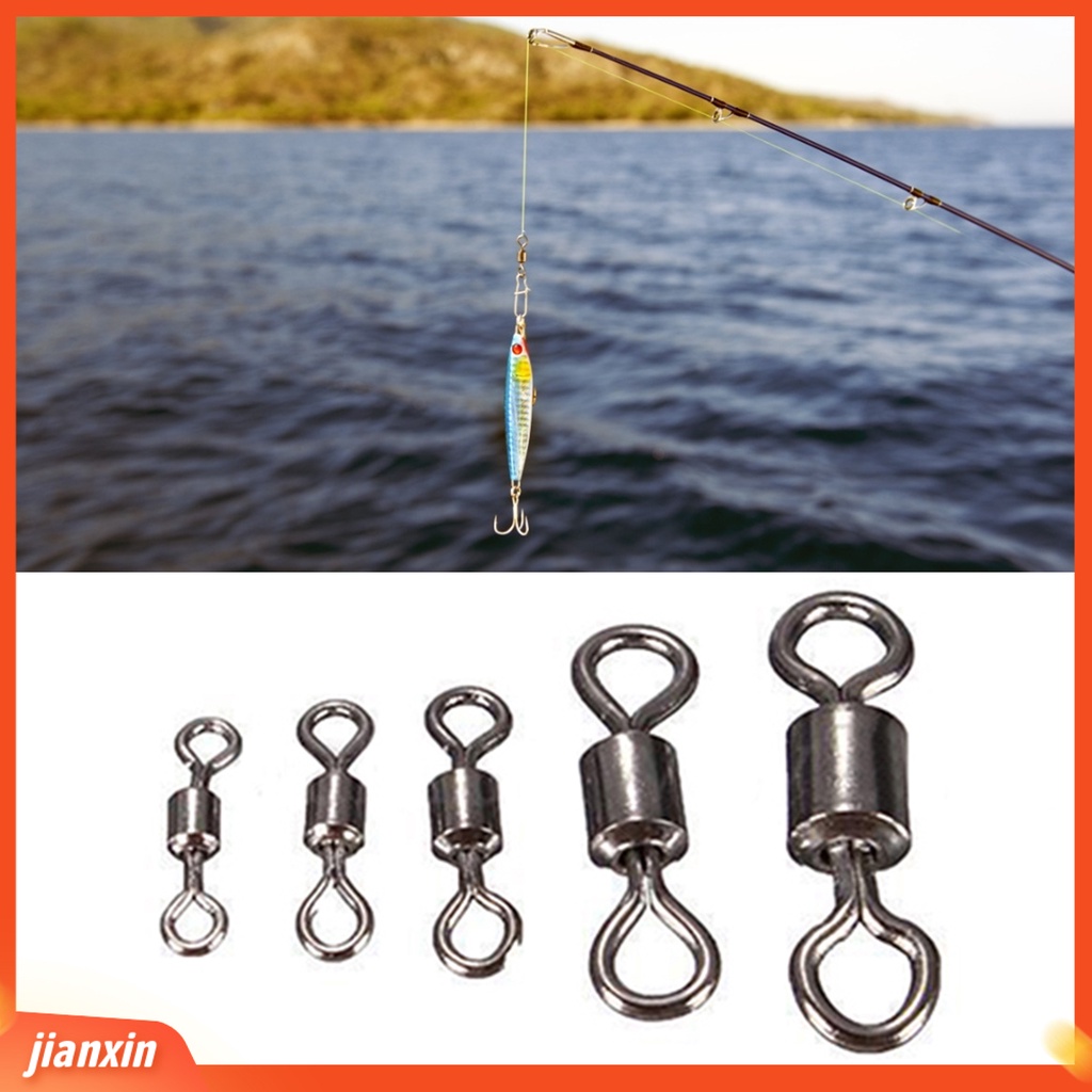 [Jianxin] 100Pcs Fishing Swivel Heavy Duty Bearing Rolling Copper Alloy Practical Fishhooks for Outdoor