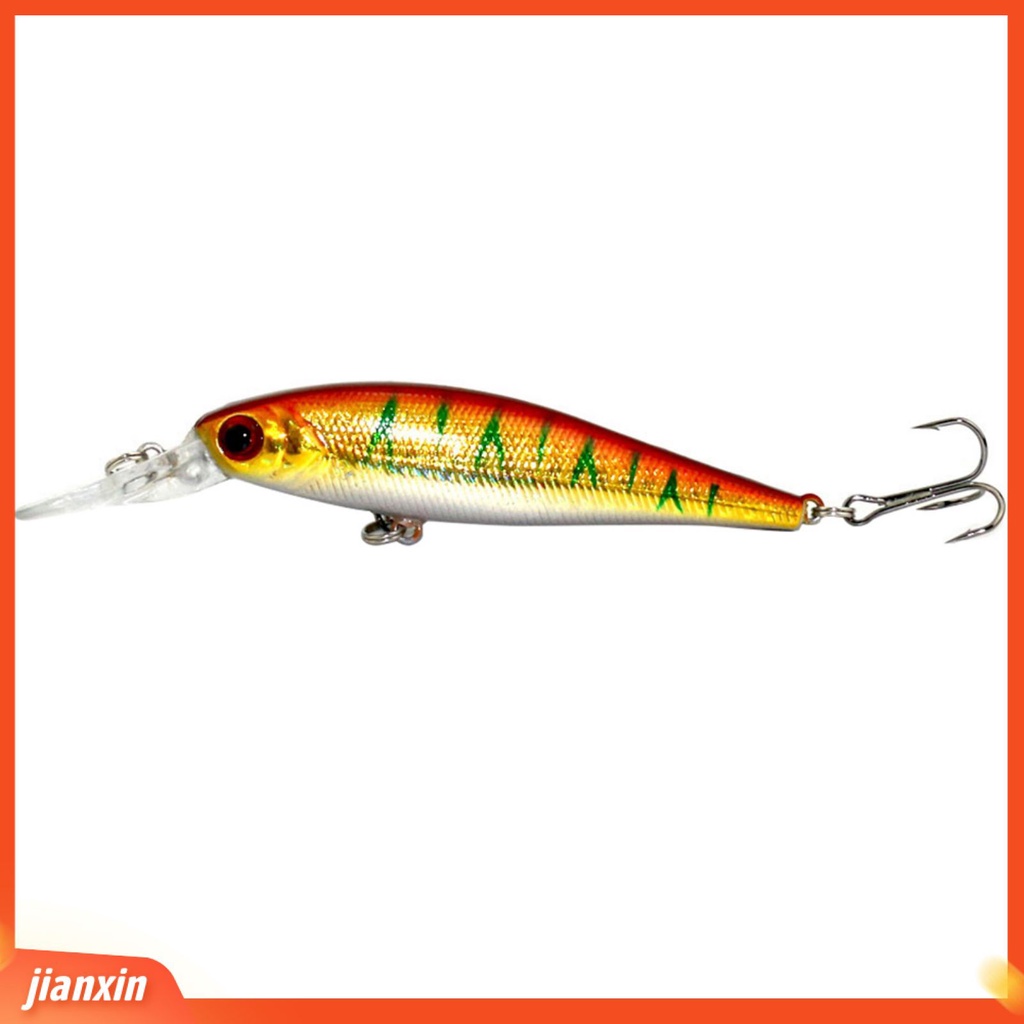 [Jianxin] 11cm Umpan Pancing Ikan Minnow Bergaris dengan Kail / Mata Pancing Treble