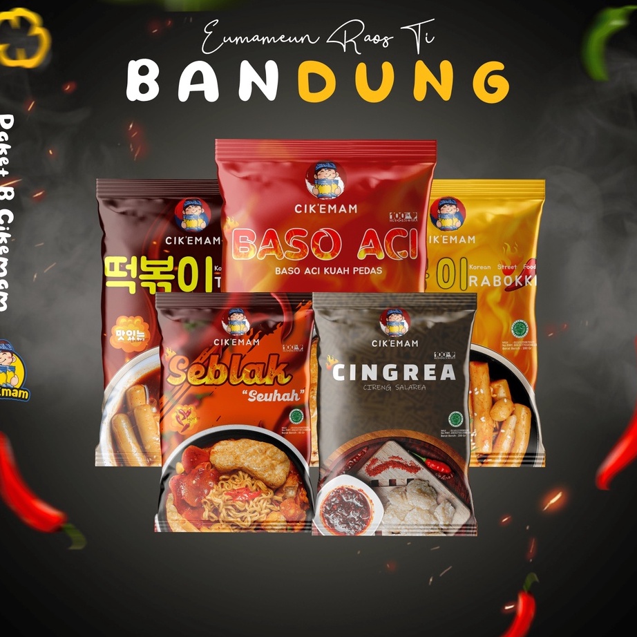 

DISKON BRANDS FESTIVAL Cik’Emam – Paket B ( Rabokki Topokki Baso Aci Cingrea Seblak Ramen ) Korean Food Tteokbokki Tteokpokki Boci Pedas Gurih Cikemam 