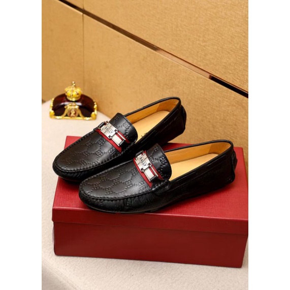 sepatu bally cowok slip on pria loafer shoes men kulit new