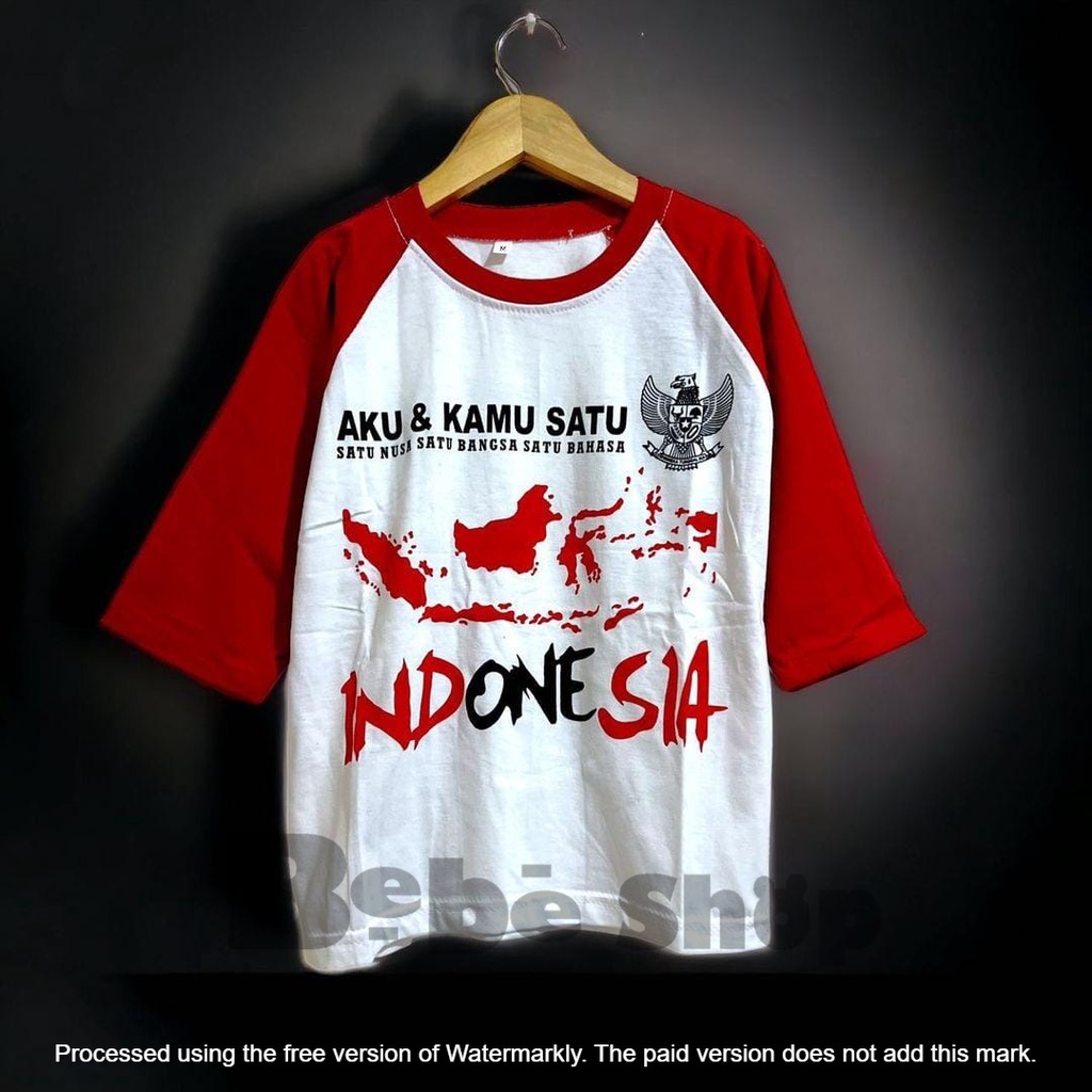 Kaos Atasan remaja motif kemerdekaan indonesia merah putih lengan 3/4 panjang