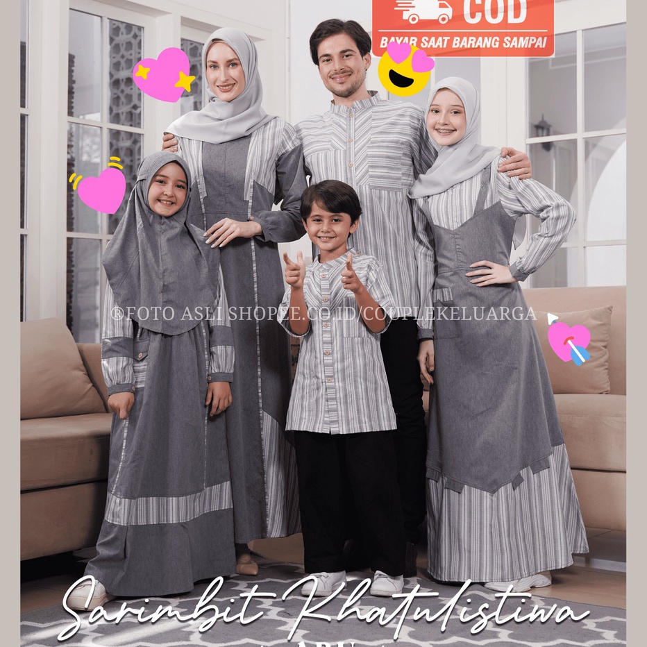 ✨Terbaru✨ Sarimbit Keluarga 2023 Rauna Khatulistiwa Abu Baju Couple Pasangan Mewah Premium Elegan Te