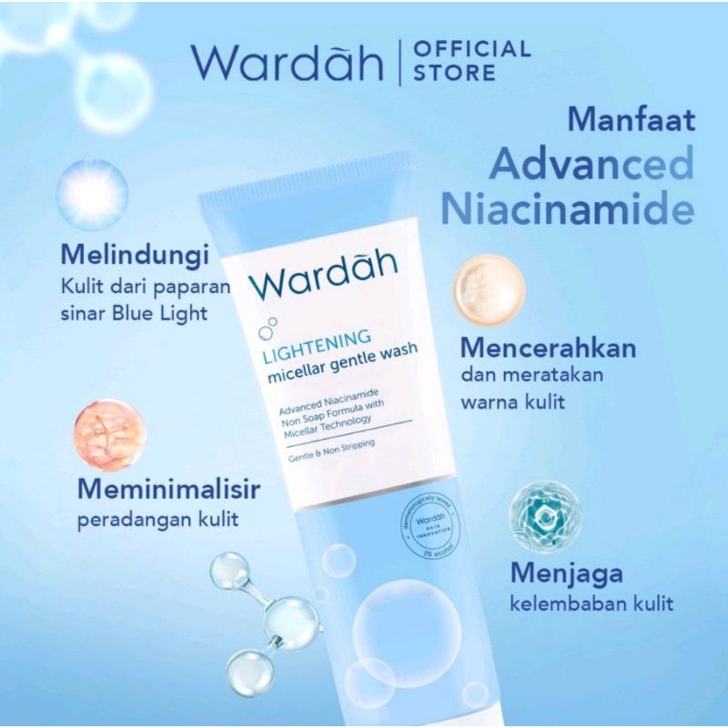 Wardah Lightening Gentle Exfoliator Pembersih Wajah dengan Scrub 50ml