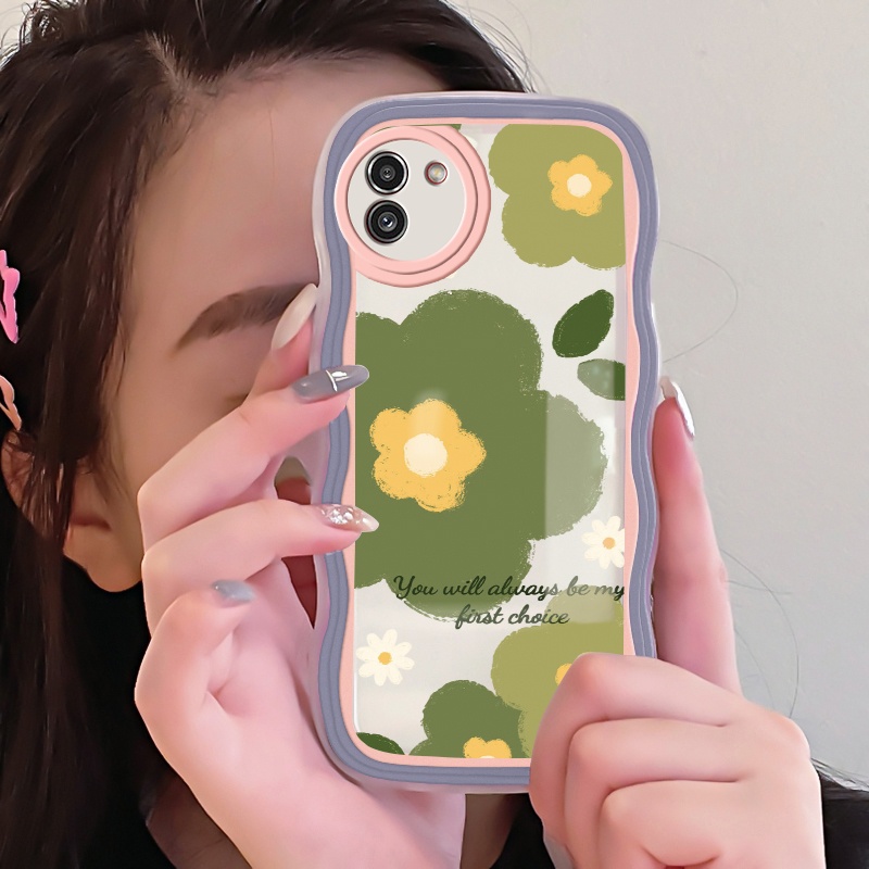 Casing Ponsel untuk Samsung A03 Core A03s A02s M02s A02 M02 Case silikon transparan HP pola bunga se