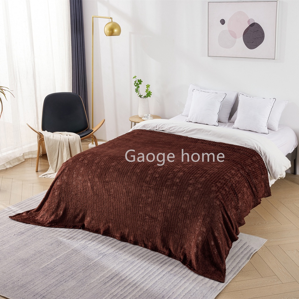 Selimut Bulu polos 180x200 emboss 3D Star Moon Flower Leaf Premium