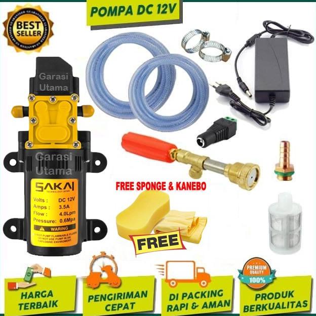SAKAI POMPA AIR DC 12V PAKET LENGKAP - CUCI STEAM MOTOR AC JET WASH