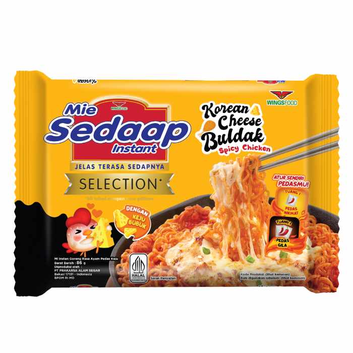 

MIE SEDAAP SELECTION KOREAN CHEESE BULDAK SPICY CHICKEN MI RASA AYAM BULDAK KEJU CHEESY 86GR SEDAP