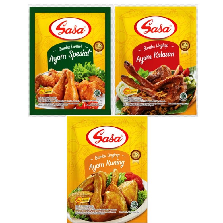 

(RENCENGAN) SASA BUMBU AYAM GORENG KALASAN KUNING UNGKEP LUMUR 25GR 10 PCS
