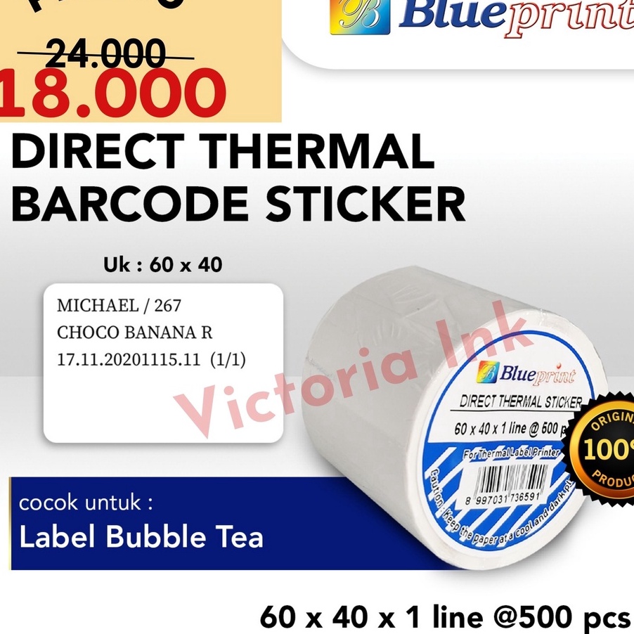 

Ready Stok Direct Thermal Label Sticker BluePrint 60x40 Isi 500 Stiker Blueprint 60×40 500pcs Label