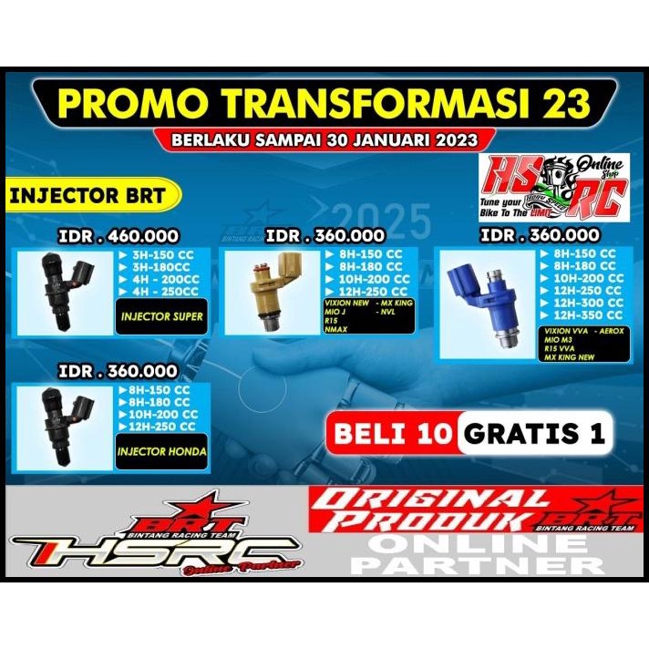 INJECTOR RACING BRT WR 155 XSR R15V3 INJEKTOR WR155 160 180 200 250 cc