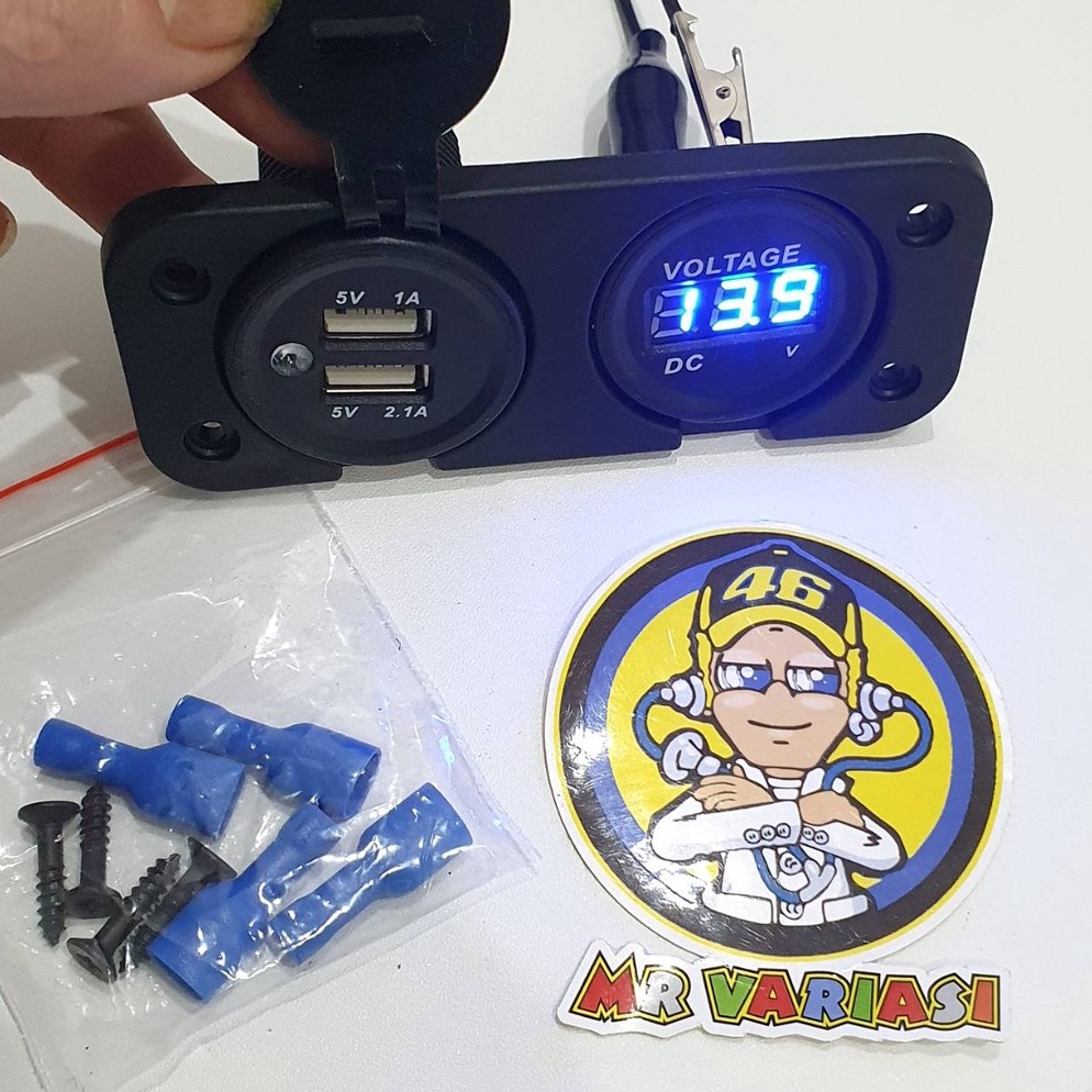 [C.V㊠13☆] Voltmeter Aki Plus Casan Hp USB Motor / Voltmeter Aki Motor Universal paasti.dikirim