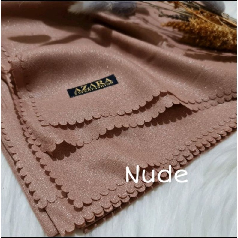 Hijab Jilbab Kerudung Segiempat Sinar Glamour Nur Sinaran Azara Lasercut Warna Nude