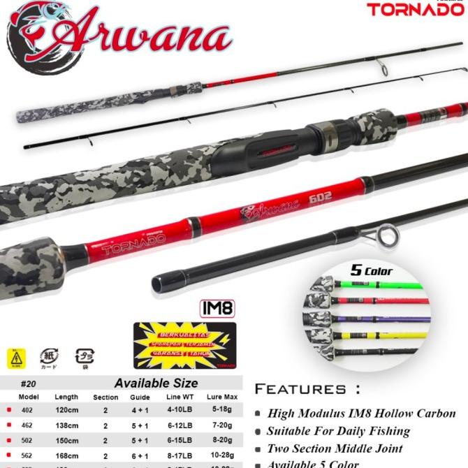 Joran pancing TORNADO ARWANA Carbon IM8 Joran spinning kolam