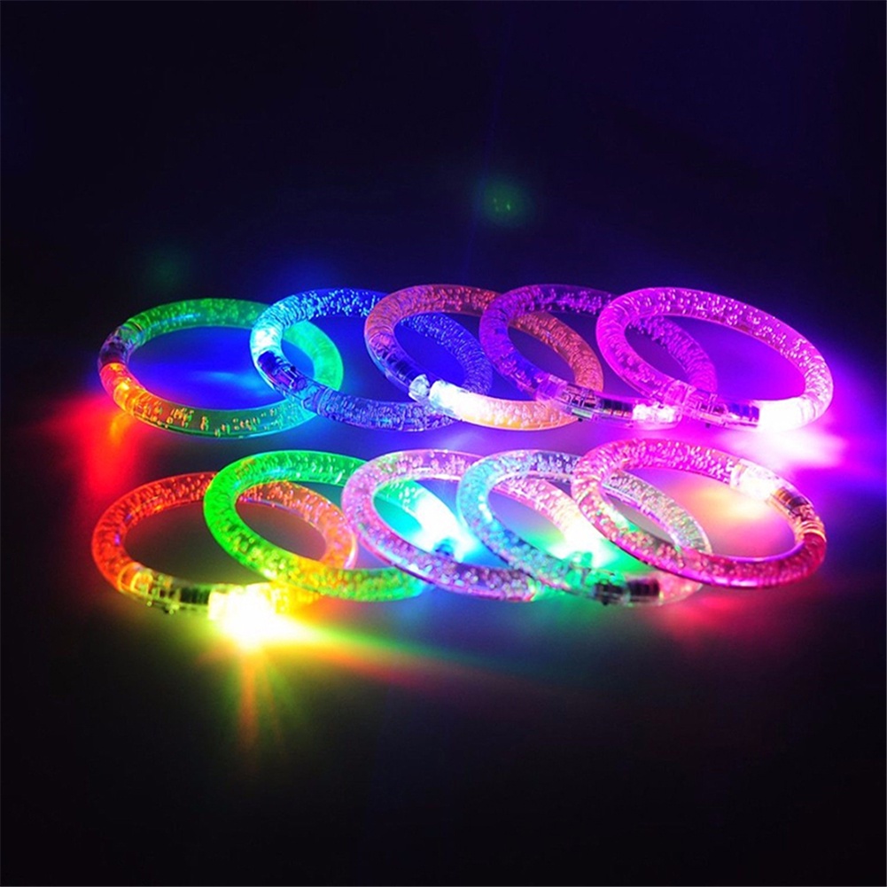 Mainan Gelang Akrilik Lampu LED Warna Warni Konser Pesta Tahun Baru / Gelang LED Kelap Kelip Glowing In The Dark