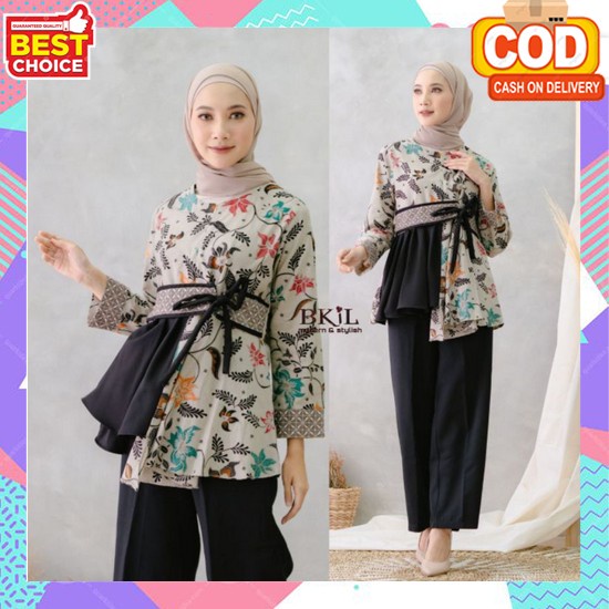 Baju Batik Kekinian Blouse Dewasa Casual Atasan Cewe Fashionable Baju Kondangan Atasan Wanita Terbar