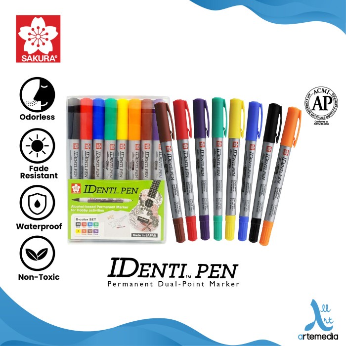

Terlaris Spidol Permanen Sakura Identi Pen Dual Point Permanent Marker