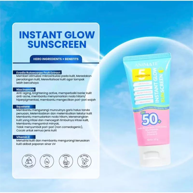 ANIMATE Instant Glow Sunscreen SPF 50+ 5Protection 60 g