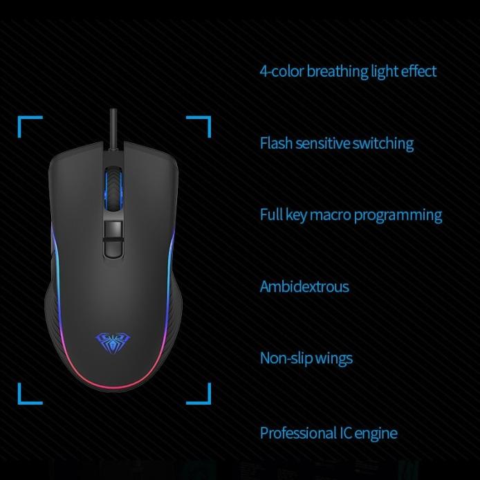 Berkah Aula F806 / F-806 Rgb Gaming Mouse Backlight Rgb