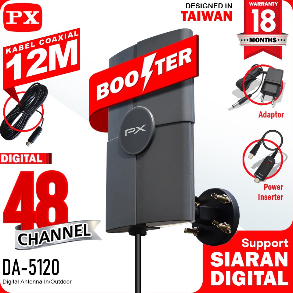 New Stock.. Antena TV PX DA-5120 - Antena TV PX DA-5200 Indoor / Outdoor - Antena Digital Analog + K
