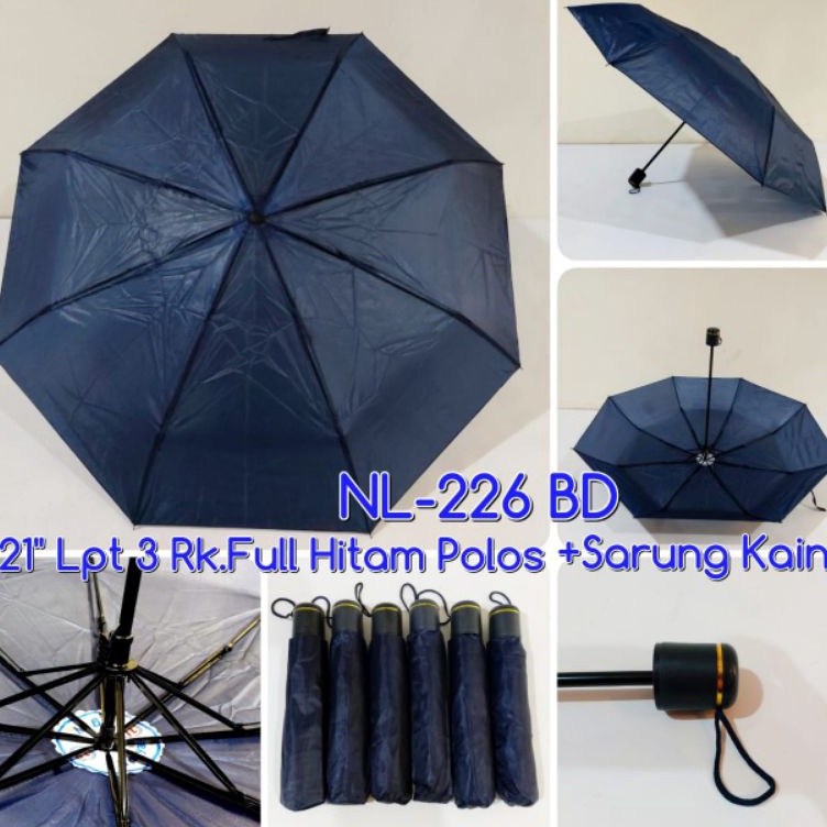 (♥C6369]  Payung lipat 3 Nagoya Polos Luar Dalam + Sarung Cocok Untuk Sablon Dan Promosi NL226