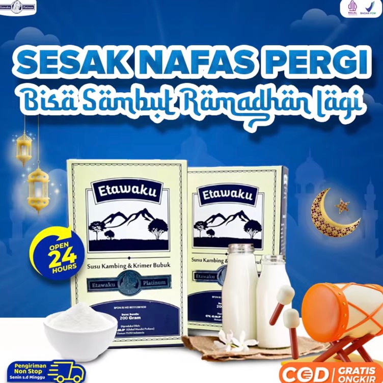 

⚡TOK SIAP 【COD Etawaku Platinum 3x Atasi Masalah Pernafasan - Susu Kambing Bubuk Provit Etawa Tingkatkan Daya Tahan & Imunitas Tubuh Jaga Kesehatan & Kepadatan Tulang Isi 200gr