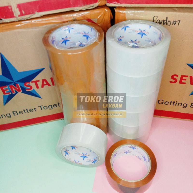 

Sevenstar Lakban Coklat Lakban Bening 90 Yard 45 mm isi 6pcs