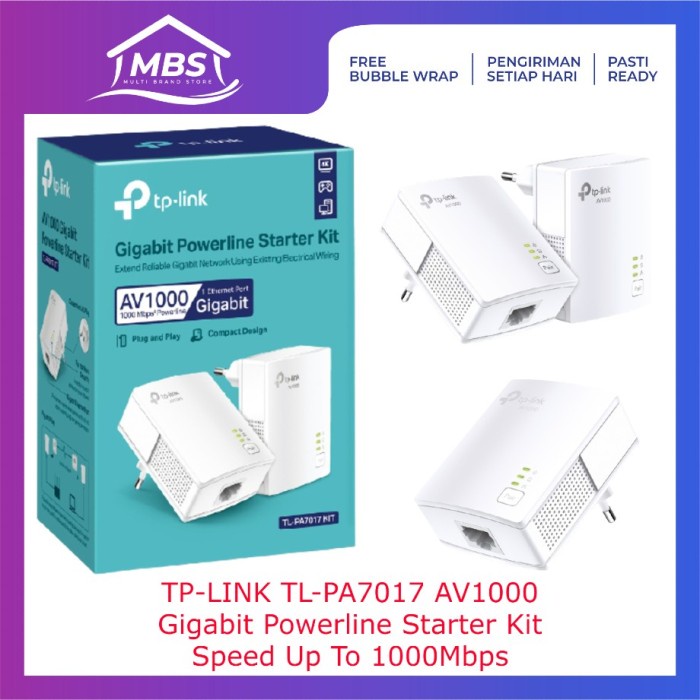 TPLINK TL-PA7017 AV1000 Gigabit Powerline Starter Kit 1000Mbps Extend