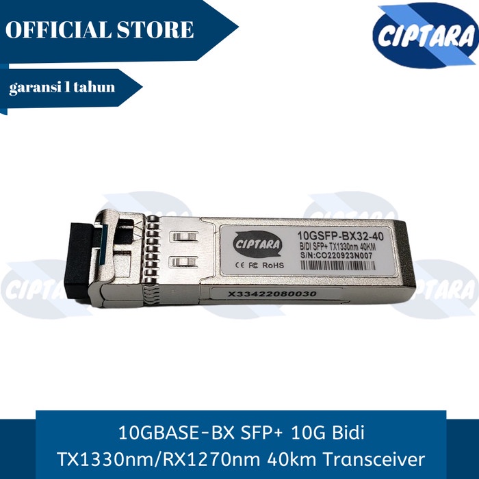 10GBASE-BX SFP+ 10G Bidi TX1330nm/RX1270nm 40km Transceiver