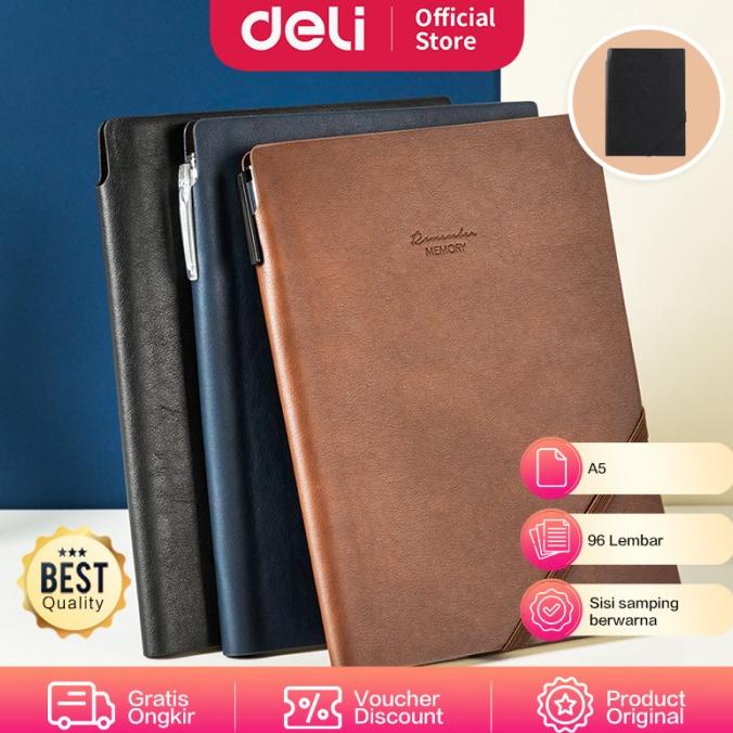 

Deli Leather Cover Notebook Buku Catatan Agenda Sampul Kulit A5 En130L