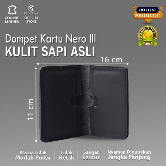 

slim card leather wallet dompet kulit asli pria wanita warna hitam