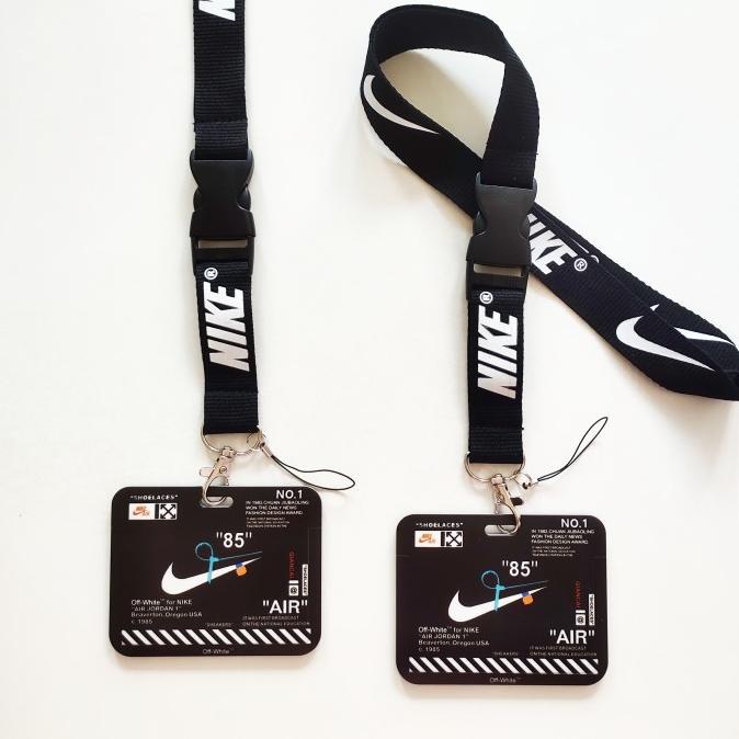 

ID Card Holder Name Tag Lanyard / Kalung Kartu Black Nike AJ Hitam