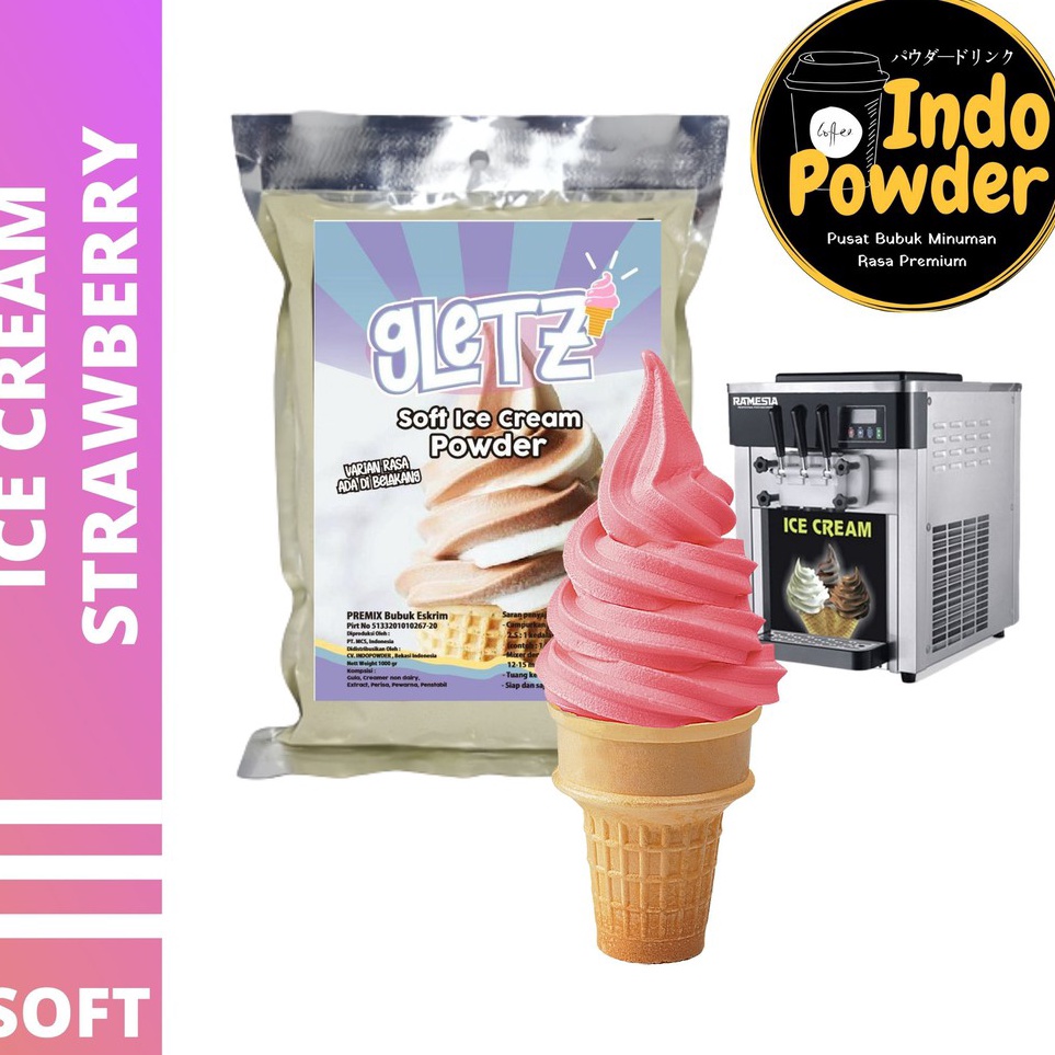 

✨MEGA ⚡ALE✨ SOFT ICE CREAM STRAWBERRY 1Kg - Bubuk Es Krim STRAWBERRY - Bubuk Es Krim - SOFT ICE CREAM Powder
