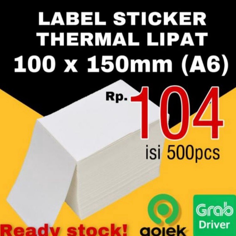 

✔✔SALE✔✔ KERTAS STICKER LABEL THERMAL LIPAT 100x150 BARCODE A6