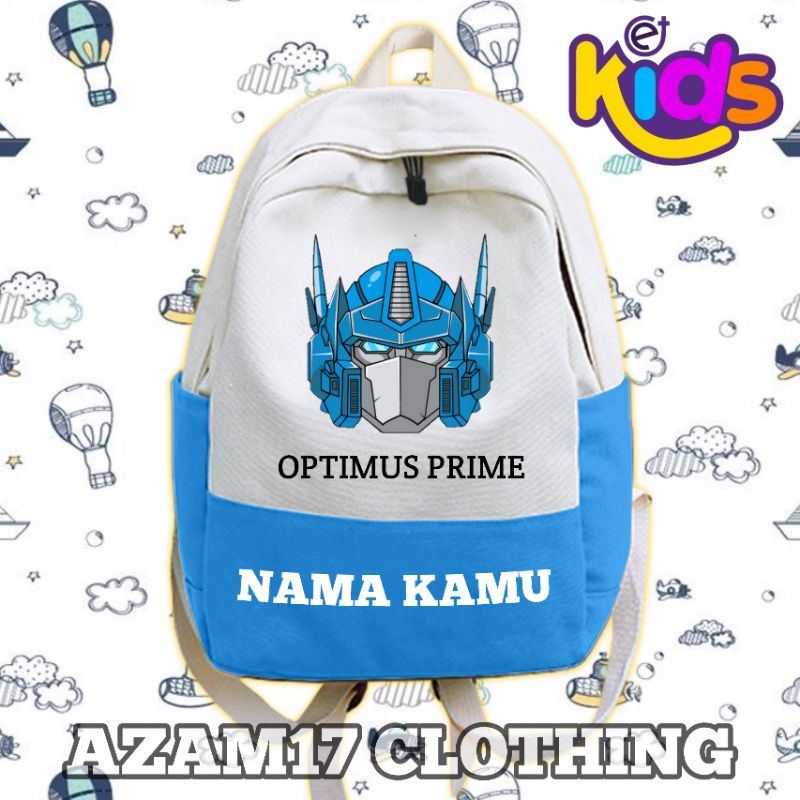 (BISA COD) Tas Ransel Kantong Sekolah Anak TK SD Transformers Optimus Prime Free Nama Kamu Tas Backp