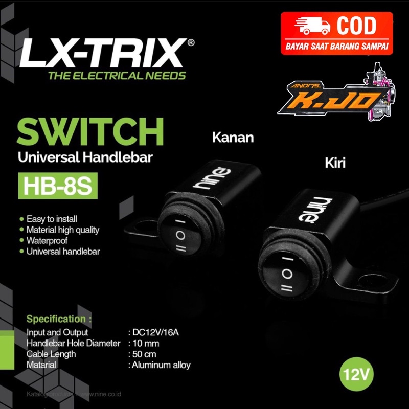 SWITCH HB8 SAKLAR ON OFF LAMPU MOTOR 3 FUNGSI UNTUK DI SPION MOTOR WATERPROP UNIVERSAL KLX TRAIL CUS