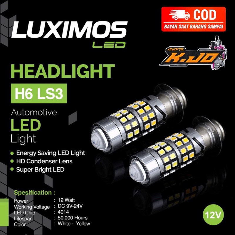 LAMPU LED LASER 2IN1 LS2 LS3 LUXIMOS LUMINOS DOUBLE COLOR H6 PNP WHITE YELLOW 2 WARNA UNIVERSAL SEMU