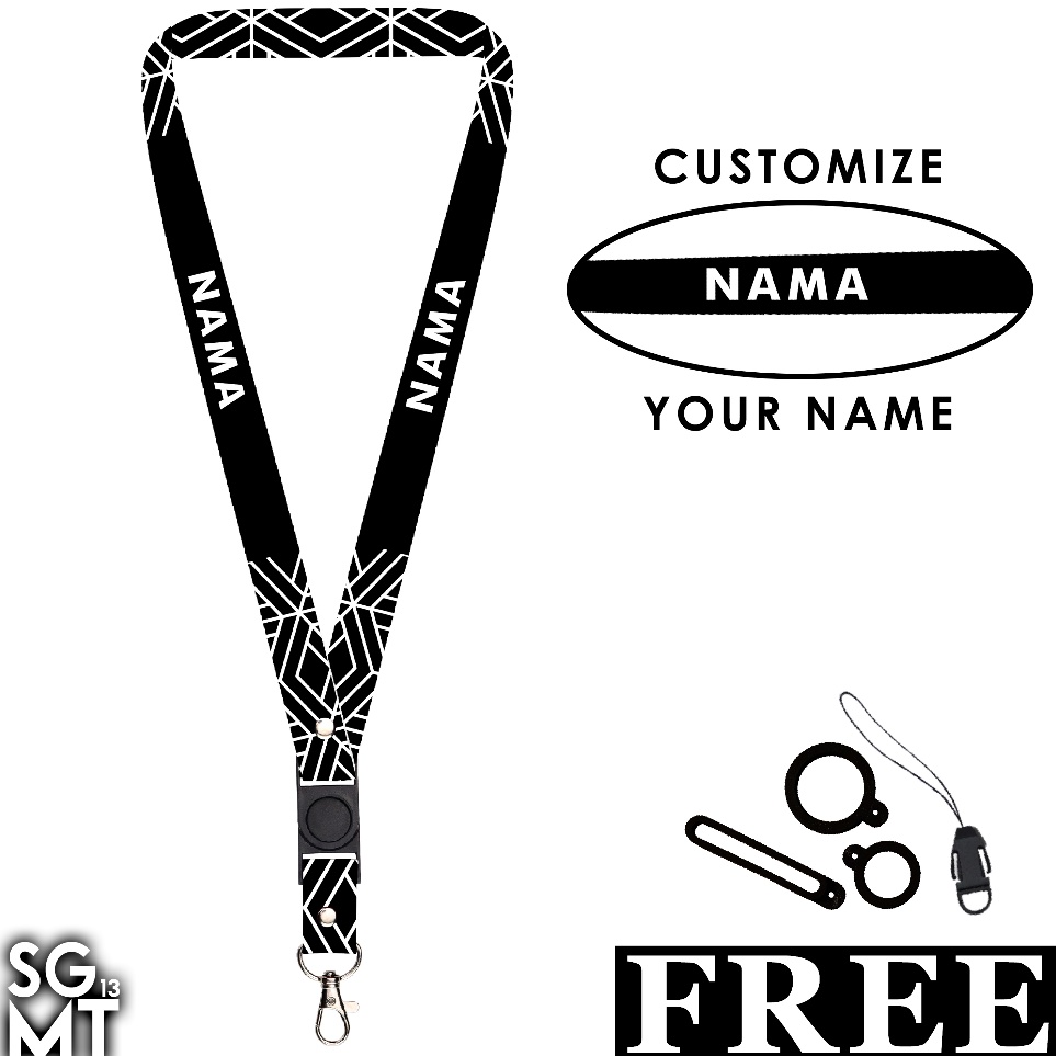 

➫Ready BISA SATUAN Lanyard Custom Nama Printing Full 2 Sisi Ukuran 2cm Satuan Murah Bisa Request Nama Design 1 M85