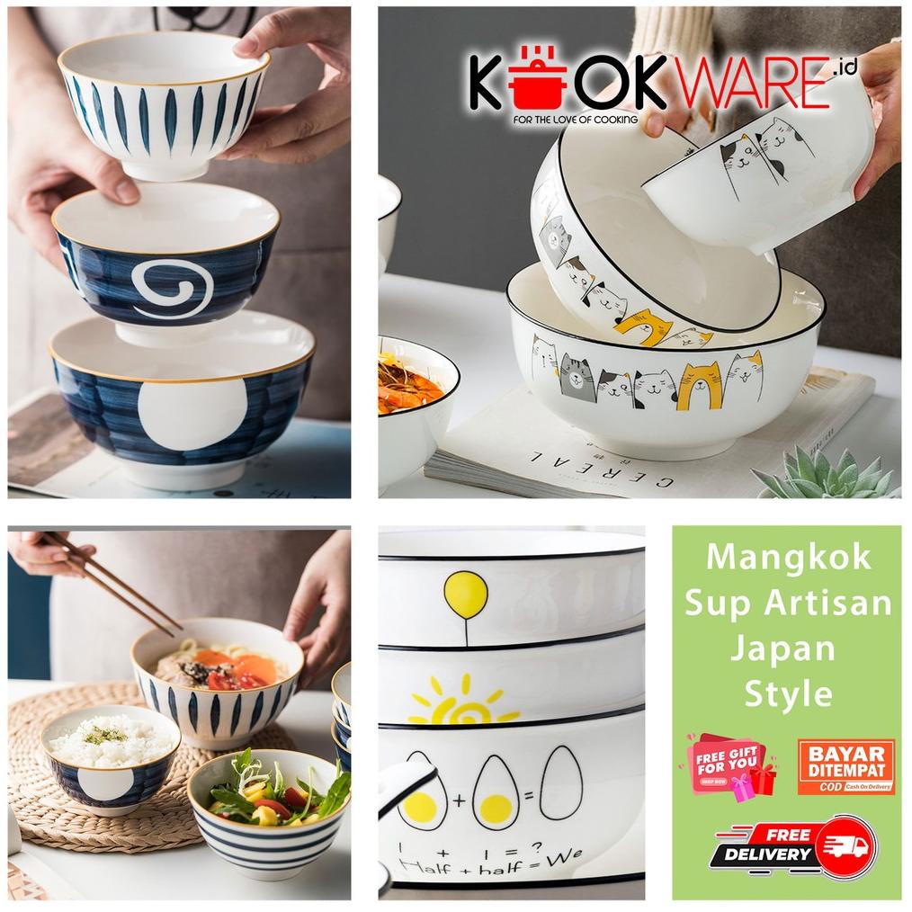 Trending Mangkok Keramik Bulat Premium Import Korea Jepang Tahan Panas Oven Kukus Microwave Motif Ca