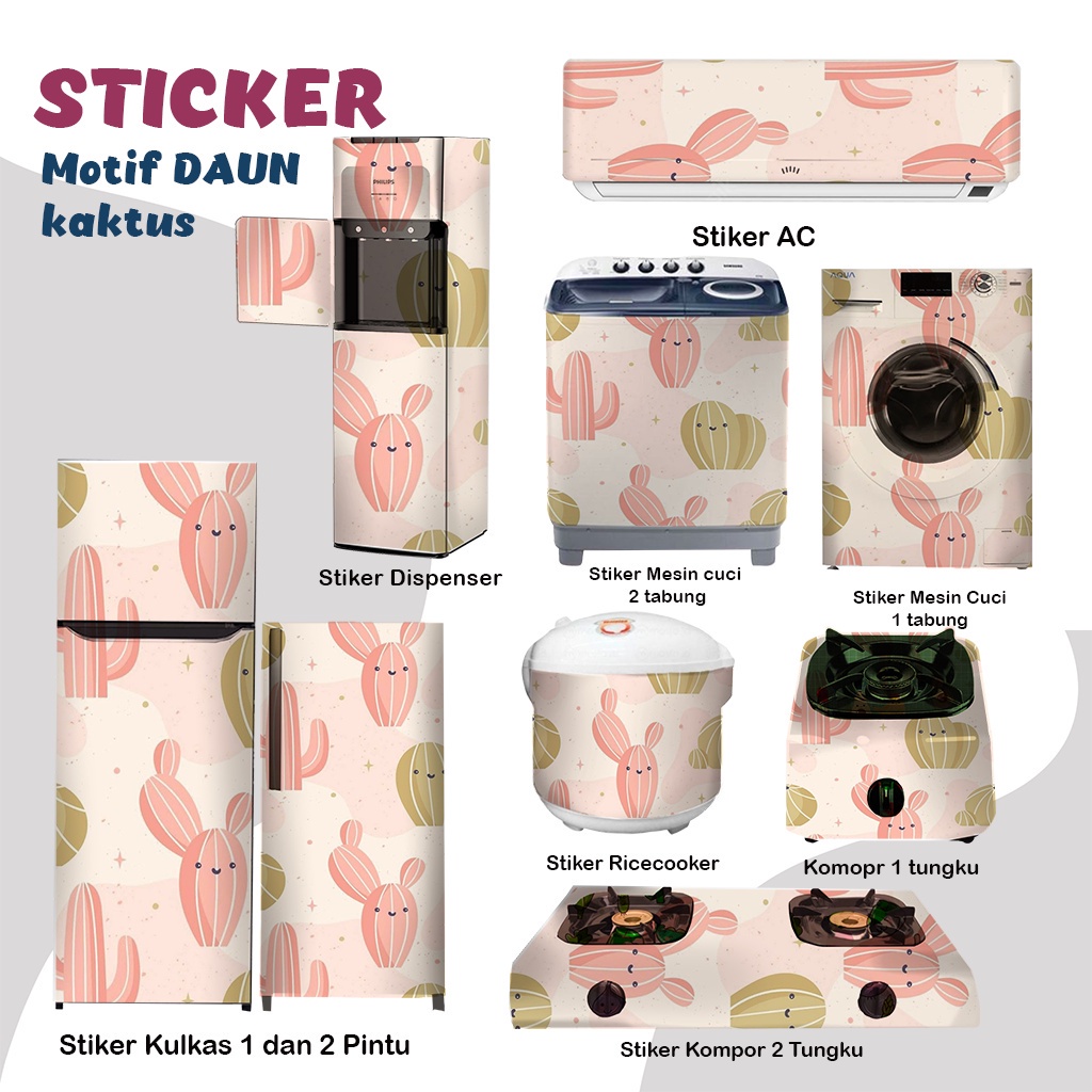 Set stiker dapur Stiker kulkas kompor mesin cuci 1 2 pintu tabung mata Rice Cooker Dispenser Ac