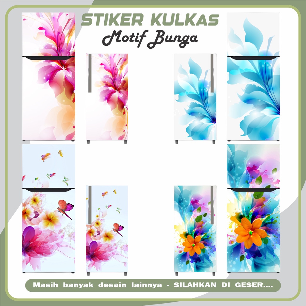 Stiker Kulkas 1 Pintu dan Stiker Kulkas 2 Pintu Motif Bunga - Wallpaper Kulkas Waterproof