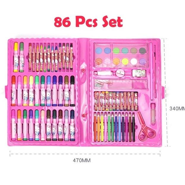 

Stationery set pensil crayon set cat air perlengkapan menggambar anak isi 86 pc