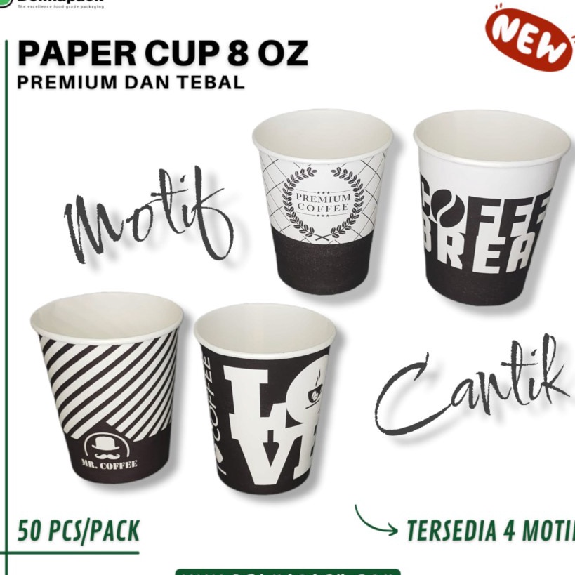 

[KODE PRODUK KTSZP8782] Papercup motif 8OZ motif coffe/ Paper Cup 8 OZ custom motif