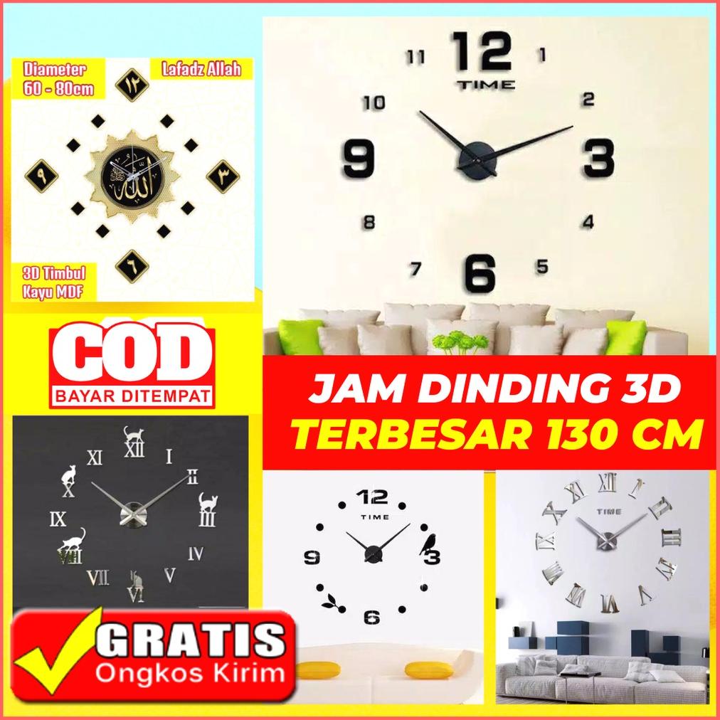 Grosir Jam Dinding Besar 130Cm Ukuran Super Jumbo | Jam Dinding Tempel Tembok Diy Unik | Jam Dinding