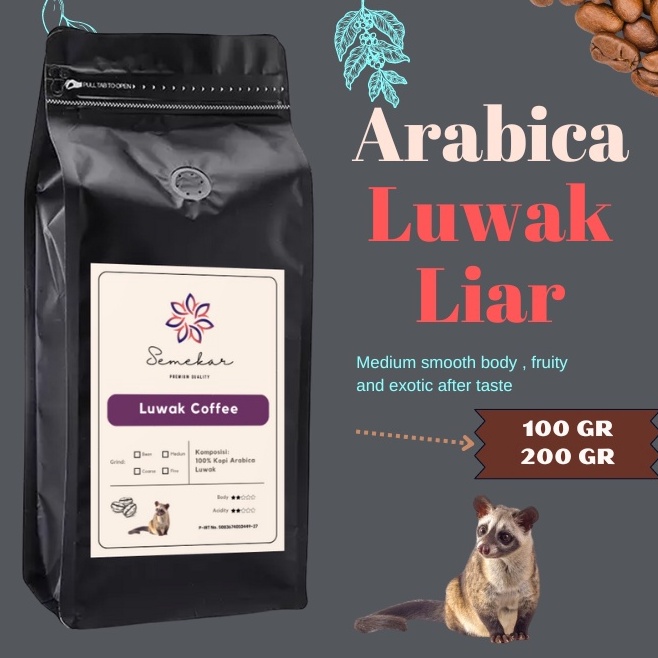 

Terjangkau Kopi Luwak Liar Arabica Aceh Gayo Coffee Asli 100 gram fresh by Semekar - 200 gram