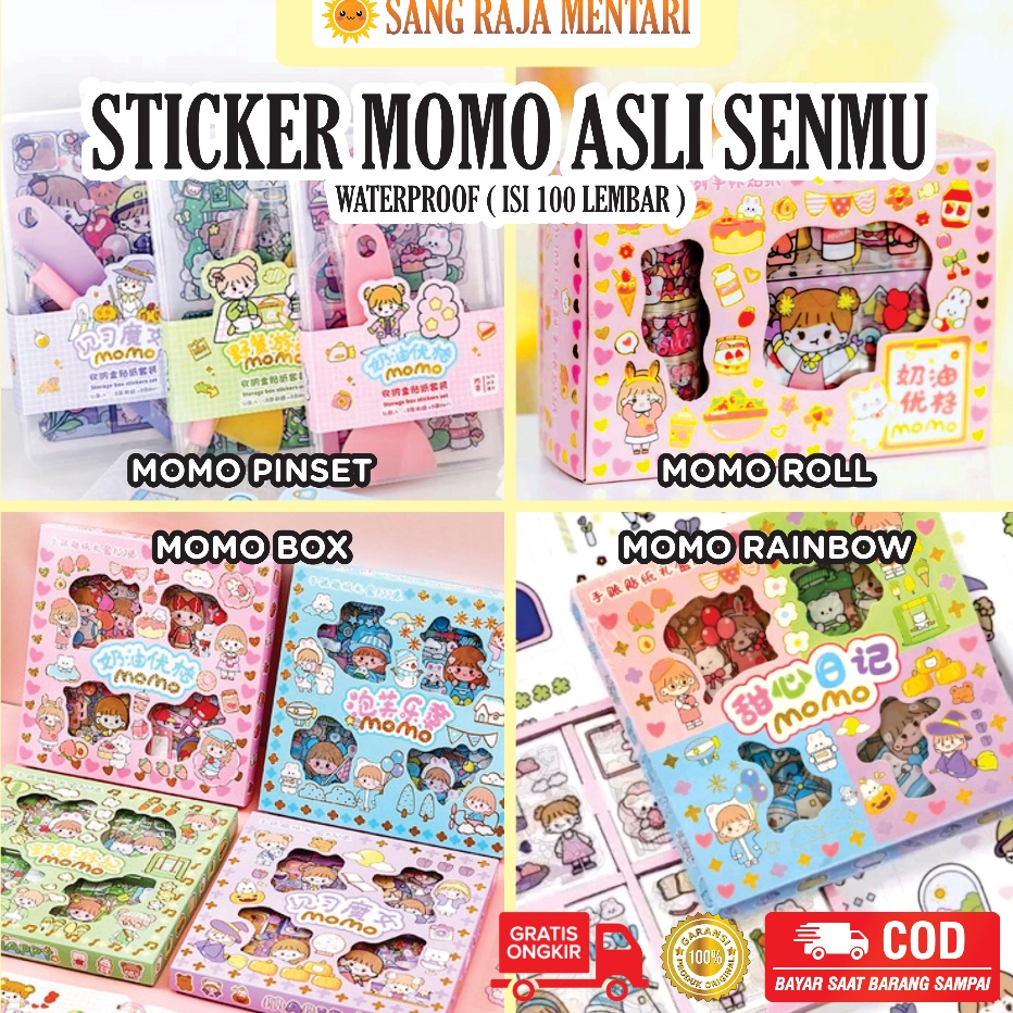 

JJFR8014㊌ Sticker Momo Waterproof Dapat Box isi 100 Lembar Stiker ㊖