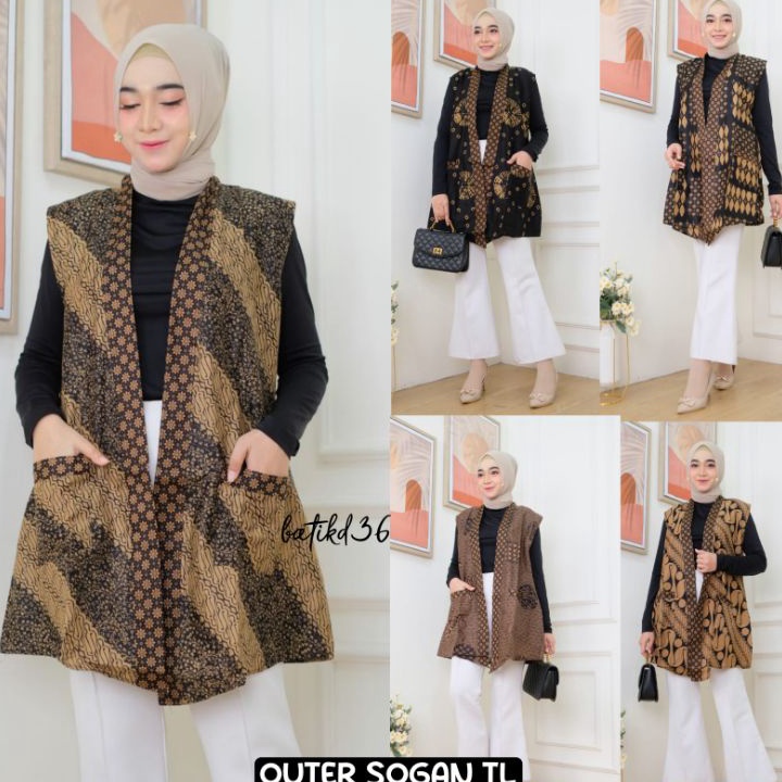 ✼Best Product NF7VO Vest outer batik kekinian sogan baju luar wanita santai katun cewek murah solo b