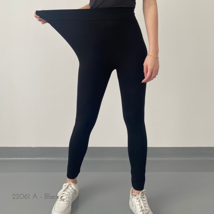 Legging Wanita Jumbo Legging Legging Panjang Polos Tebal Hitam