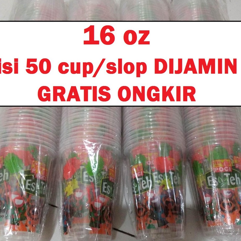 HOT SALE tps01- gelas teh poci 16oz SLOP 50pcs cup teh poci 16 oz BESAR