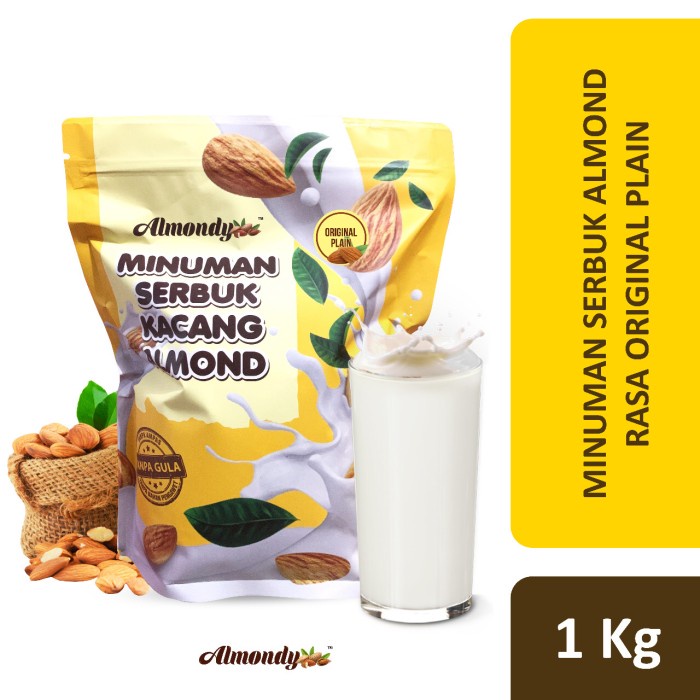 Terlaris Susu Almond Powder/Bubuk Original Plain 1Kg Pelancar Asi Alami